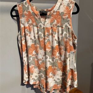 Tribal Women's Vibrant Orange and Green Patterned Blouse